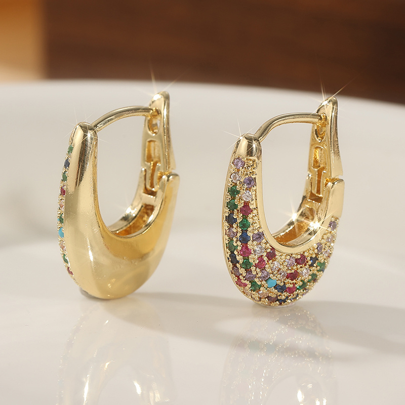 Women's Multicolor Small U-Shaped Huggie Hoop Earrings, Party Gift